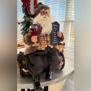 Santa Figurine with Wine List and Glass